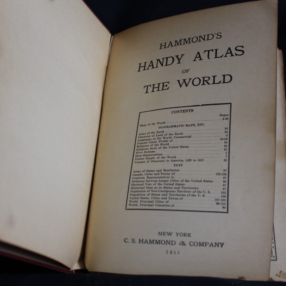 Vintage Hardcover Hammond's Handy Atlas Of The World and New Census, 1