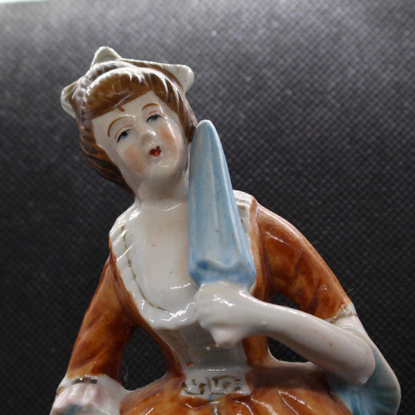 Vintage Mid-Century Victorian Lady With Parasol Porcelain Figurine From Occupied Japan