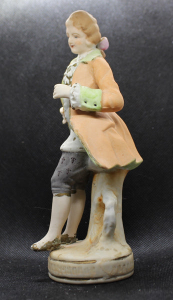 Vintage Hand Painted Bisque Porcelain Figurine, Man In A Frock Coat, Maruri Japan 