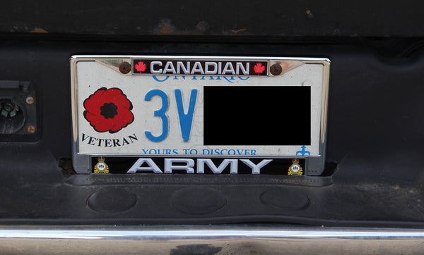 Supports de plaque d'immatriculation en métal de l'Armée canadienne