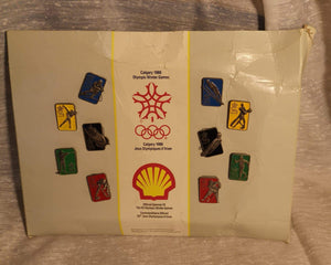 Calgary 1988 Winter Olympics Shell Pin Set with Display
