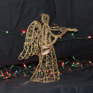 12 Inch Gold Wire Christmas Angel Playing Viollin