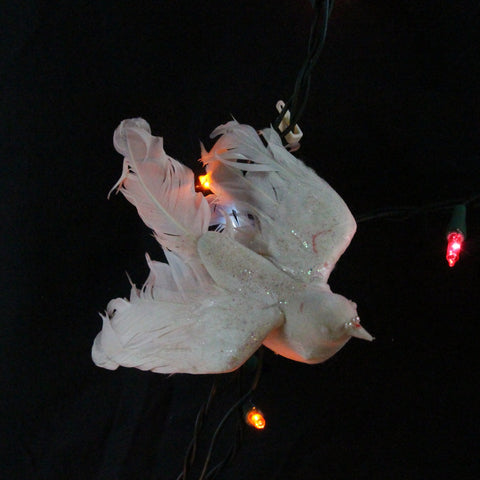 White Dove With Feathers Christmas Ornament