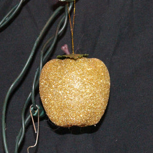 Sparkling Gold Apple Christmas Ornament