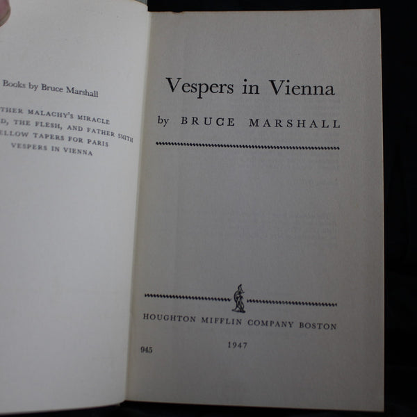 Vintage Hardcover Vespers in Vienna by Bruce Marshall, 1947