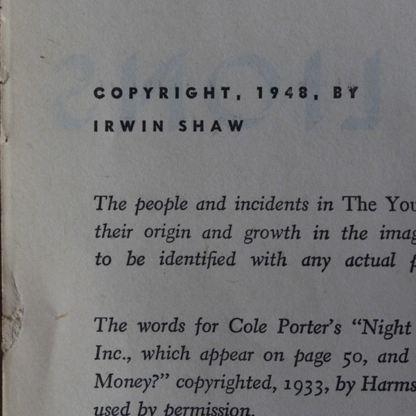 Vintage Hardcover The Young Lions by Irwin Shaw, 1948