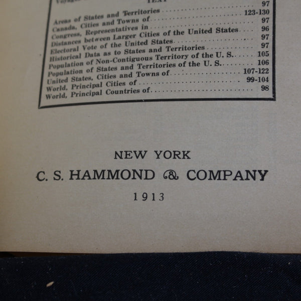 Vintage Hardcover Hammonds Handy Atlas Of The World and New Census, 1913