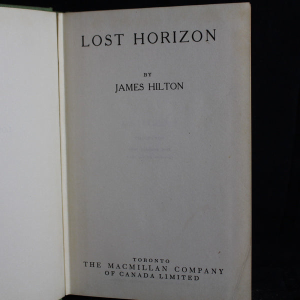 Vintage Hardcover Canadian First Edition Lost Horizon by James Hilton, 1943