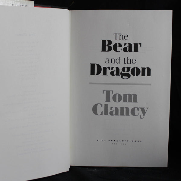 Hardcover First Edition The Bear and the Dragon by Tom Clancy, 2000