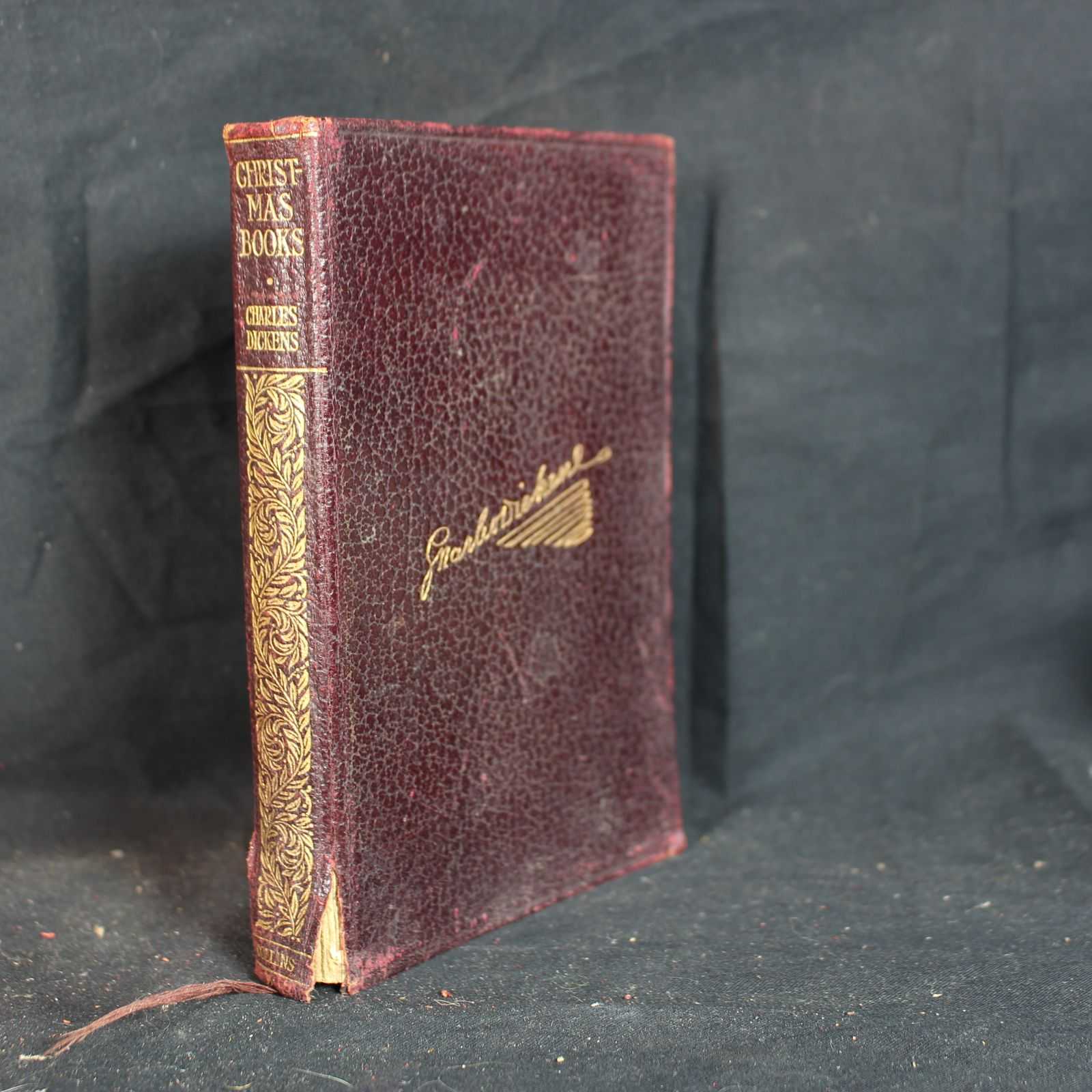 Vintage Hardcover Christmas Books: A Christmas Carol, The Chimes, The Cricket on the Hearth, The Battle of Life, The Haunted Man by Charles Dickens, 1913 with Inscription