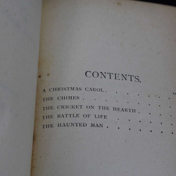 Vintage Hardcover Christmas Books: A Christmas Carol, The Chimes, The Cricket on the Hearth, The Battle of Life, The Haunted Man by Charles Dickens, 1913 with Inscription