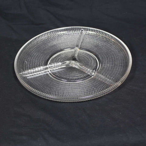 Vintage 12 Inch Divided Crystal Plate