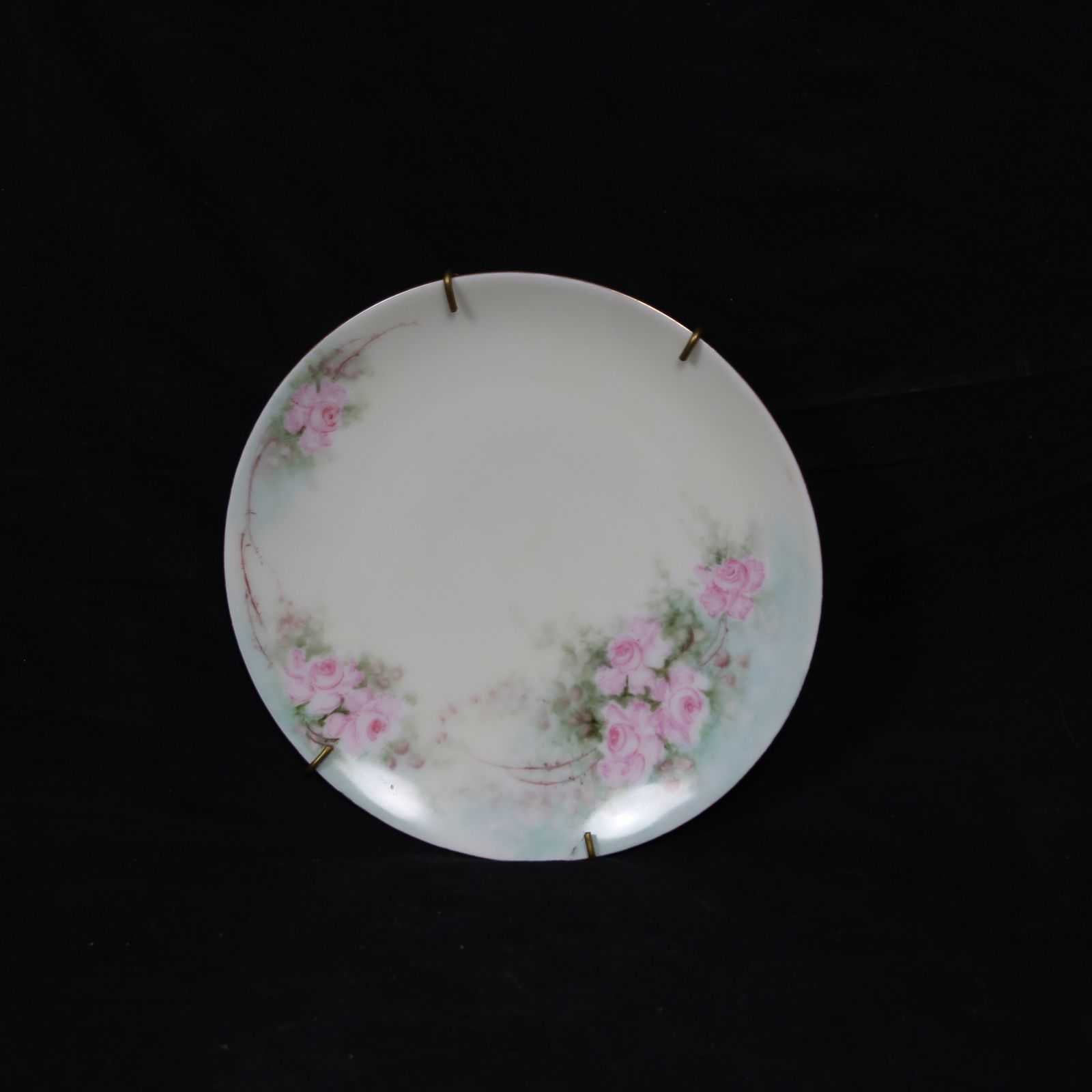 Antique Hand Painted Thomas Sevres Porcelain Collector Plate Pink Roses