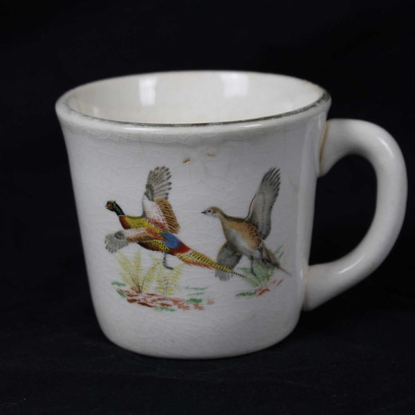 Rare Vintage Mid-Century Hunting Scenes Coffee Cup With Gold Rim Pheasant