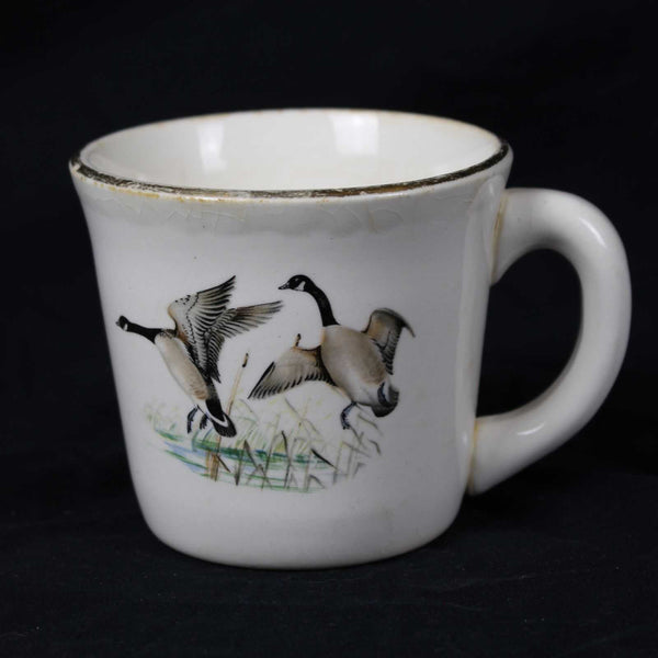 Rare Vintage Mid-Century Hunting Scenes Coffee Cup With Gold Rim Canada Goose