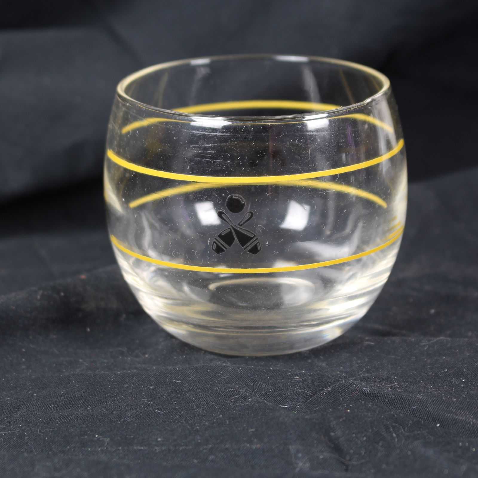 Vintage Mid Century Modern Roly Poly Bowling Themed Glasses