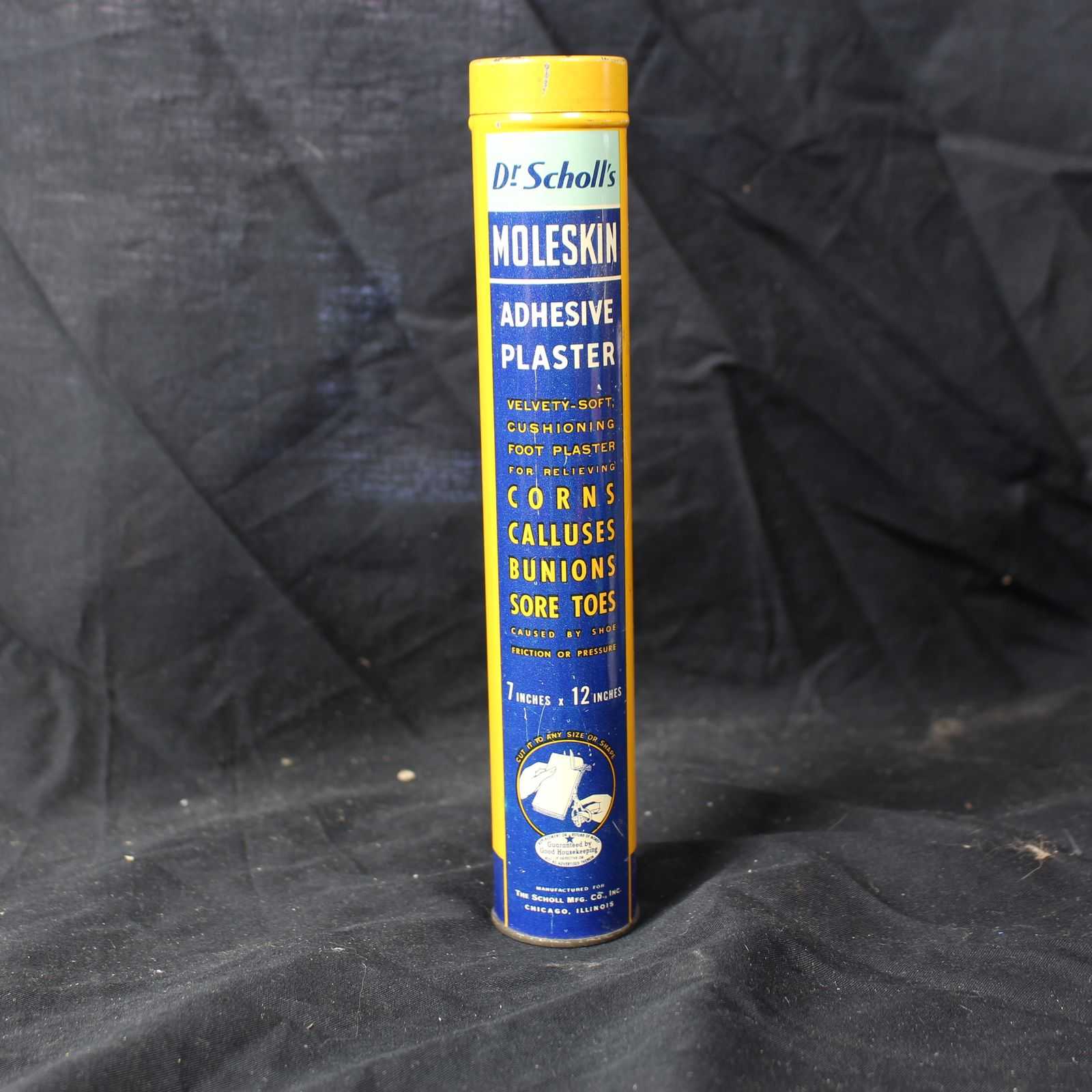 Vintage Mid-Century Dr. Scholl's Moleskin Tin Front