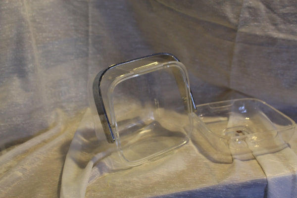 Vintage Clear Plastic Ice Bucket with Silver Handle and Liner
