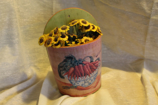 Painted Wood Hanging Flower Pot