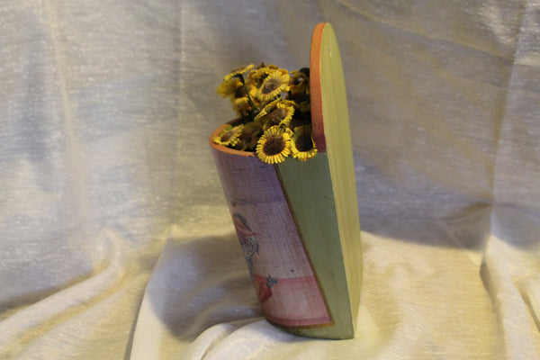 Painted Wood Hanging Flower Pot