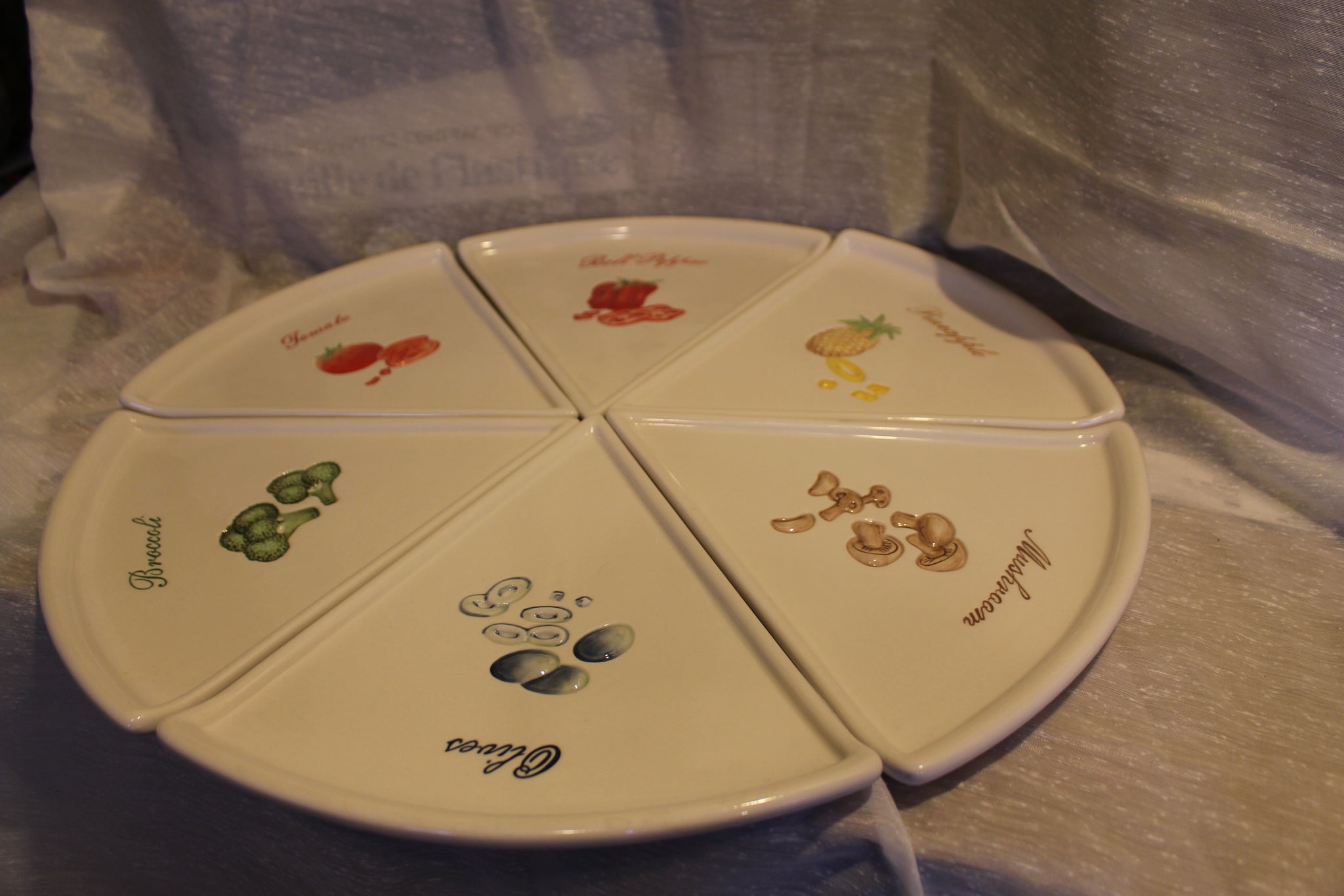 Pottery Barn Pizza Buono Ceramic Serving Platter Sectional Plates