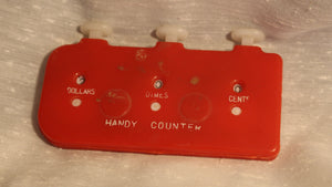 Vintage Handy Counter Red Plastic Push Button Money Counter