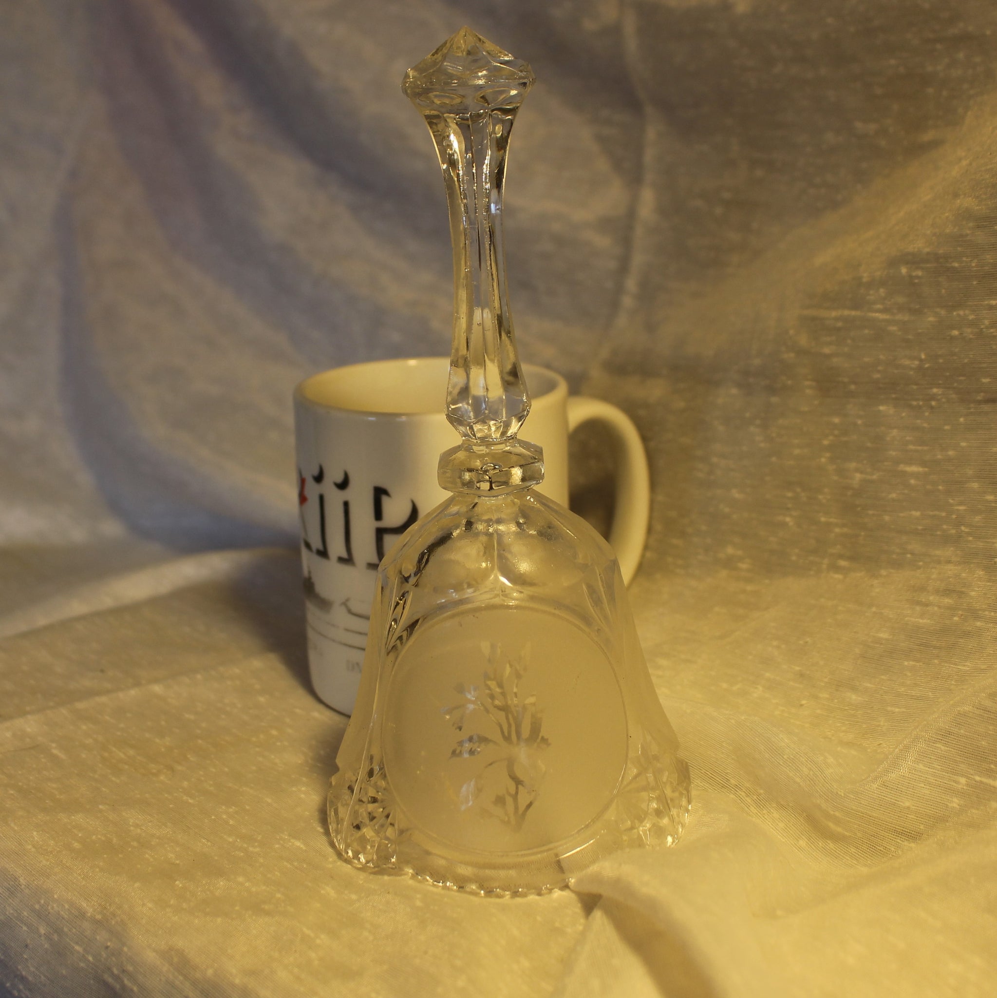 Vintage Lead Crystal Bell With Flowers Embossed On Cup