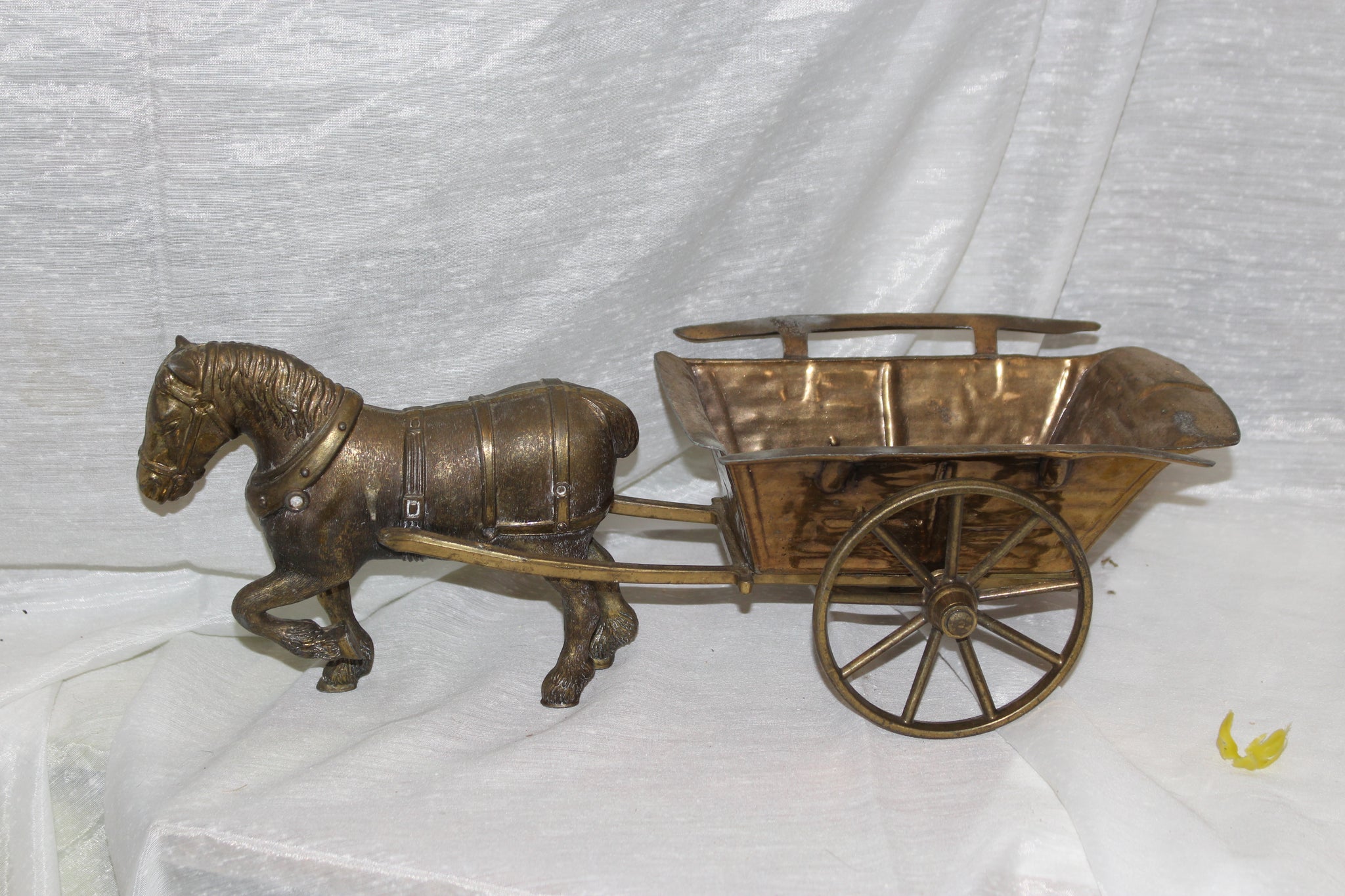 Vintage Solid Brass/Bronze Horse and Cart