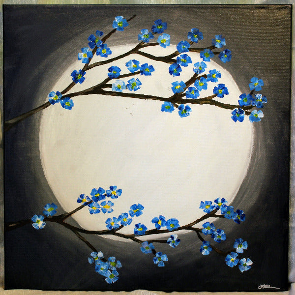 New Original Acrylic Painting Flowers in the Moonlight - 190