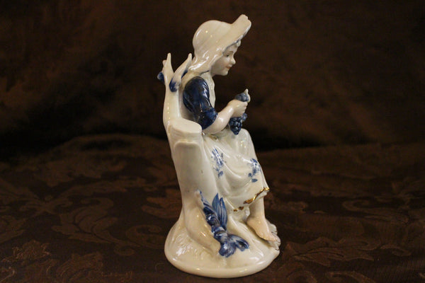 Vintage Sitting Lady with Grapes Porcelain Figurine