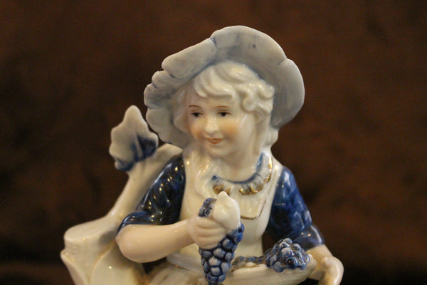 Vintage Sitting Lady with Grapes Porcelain Figurine