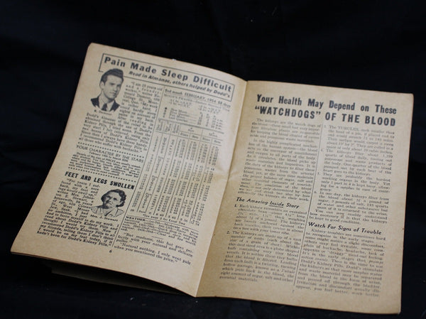 Vintage Dodd's Kidney Pills Almanac - 1954