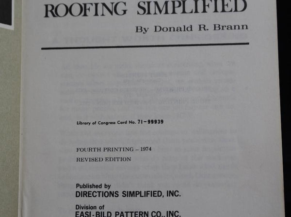 Vintage 1974 Roofing Simplified by Donald Brann