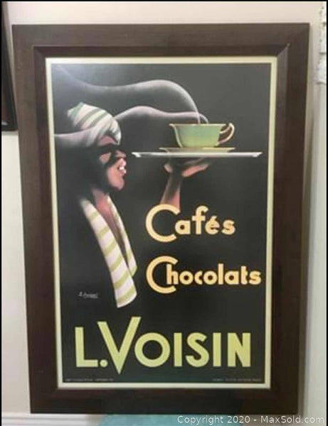 Cafes Chocolate L Voisin Lithograph Reproduction By J Saunders 1935