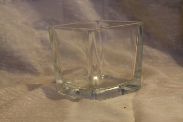 4 inch Square Clear Cube Vase / Centerpiece / Candleholder