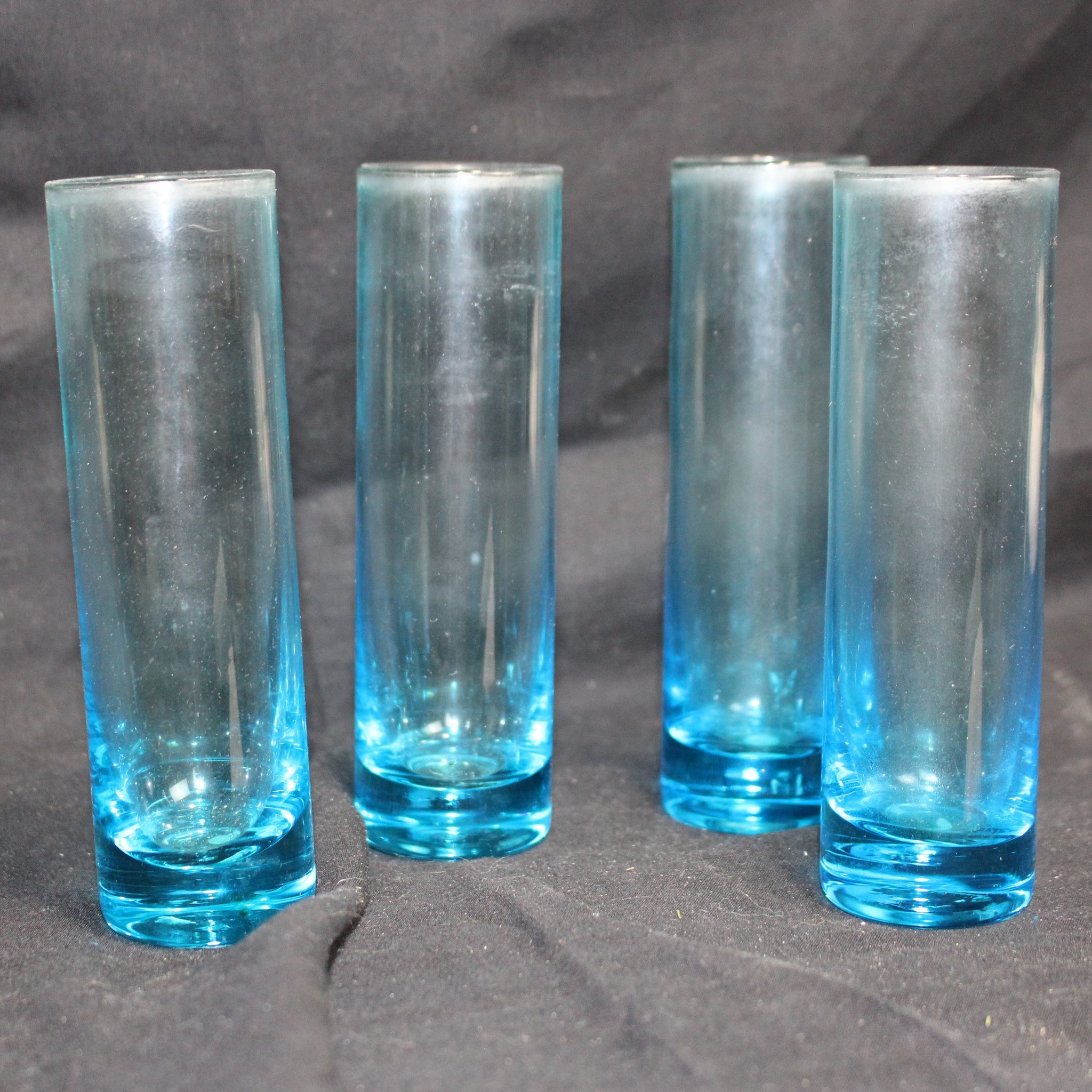 SOLD! Set of 4 Tall Blue Shooter Glasses